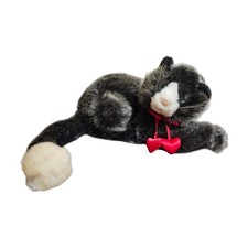 Vtg Russ Berrie Claudette Gray Cat Kitten Plush Blue Eyes Stuffed 12" Hearts