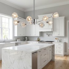 28'' Sputnik Crystal Chandelier Modern Chrome Pendant 9 Light Kitchen Fixture UL