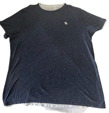 Mens Abercrombie  Fitch Navy/White Lined Short Sleeve Shirt W/ Moose Logo XXL