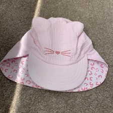 Pink Sun Hat, Cat Theme 3/6 Months