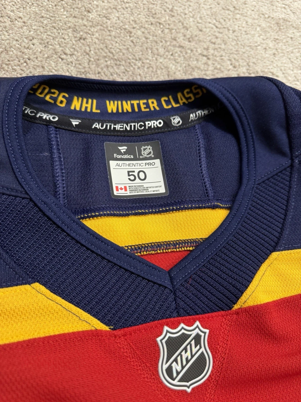 Florida Panthers 2026 Winter Classic Fanatics Authentic Pro Jersey Size 50