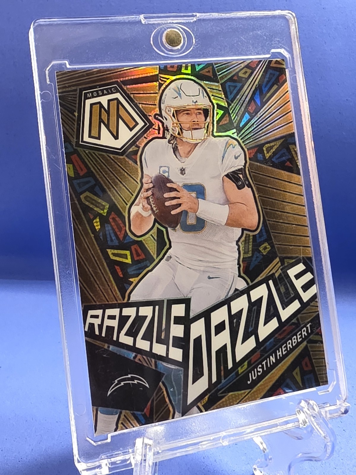 2023 Mosaic Justin Herbert Razzle Dazzle Case Hit SP LA Chargers