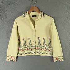 Vintage 90s Lisa Nichols Cardigan Sweater Women Small Petite Cropped Embroidered