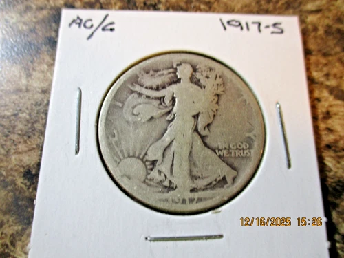 1917-S WALKING LIBERTY SILVER HALF DOLLAR AG/GOOD    HH