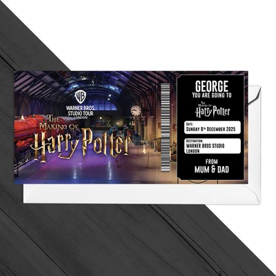 LIQUID_GRAPHICS Harry Potter Studio Tour Ticket Personalised Surprise Voucher Birthday Gift Idea