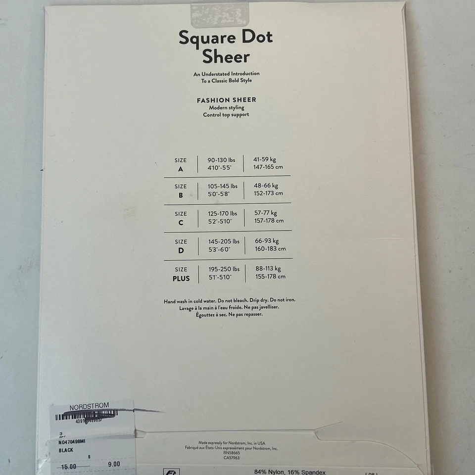 Модные прозрачные колготки Nordstrom квадратные точки черные размер B денье 20 - Изображение 4 из 4