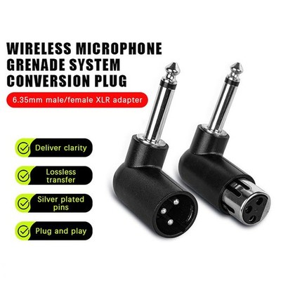 XLR To 6.35mm Audio Adapter Right Angle Plug For Microphone Guitar Mixer Sound