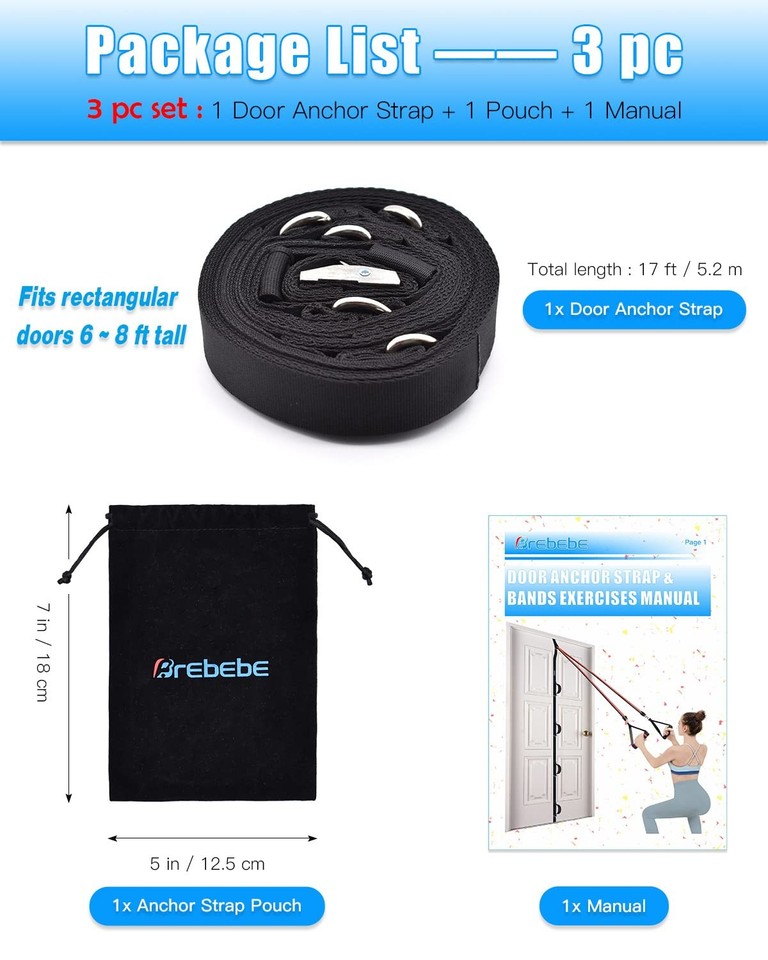 Door Anchor Strap for Resistance Bands Exercises, Multi Point Anchor ...