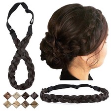 Braided Headband Hairband Chunky Elastic Small Pack of 1 , dark brown