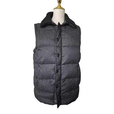 Jack & Jones Down Puffer Vest Men s Size M Gray Quilted Sleeveless Jacket