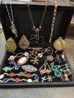 VTG Estate Costume Jewelry Mix Art Deco Victorian Brass/gf/mixed Metal/ Sterling