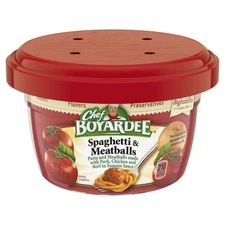 Spaghetti and Meatballs in Tomato Sauce, Microwave Food, 7.5 OZ Microwaveable Bo