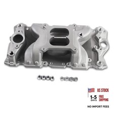 7501 52026 Dual Plane Air-gap Intake Manifold For Sbc V8 Silver A-2026 Silver