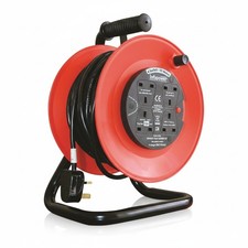 Extension Lead Reel 4 Way 25M Cable Socket Heavy Duty 13A Power Red