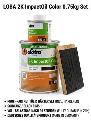 LOBA 2K ImpactOil Color SCHWARZ / BLACK 0.75kg   Profi-Parkettöl inkl. Härter