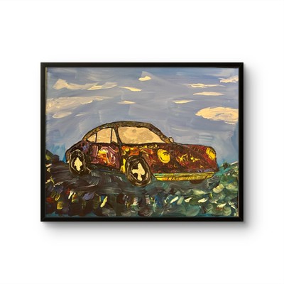 MENA'S Colorful Porsche 11x14 Original Canvas Acrylic Interior Modern Art