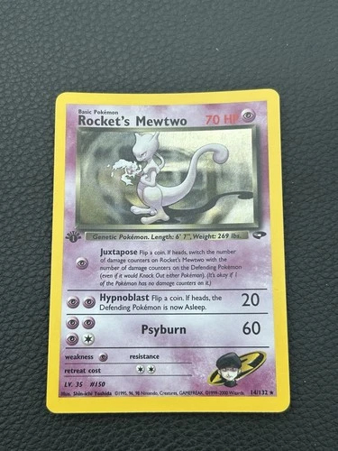 New ListingPokémon *SWIRL* Rockets Mewtwo Gym Challenge Holo Card #14: 1st Edition NM
