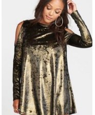 NWT Show Me Your MuMu Metallic Crushed Velvet Teddy Tunic Dress Swing Top S