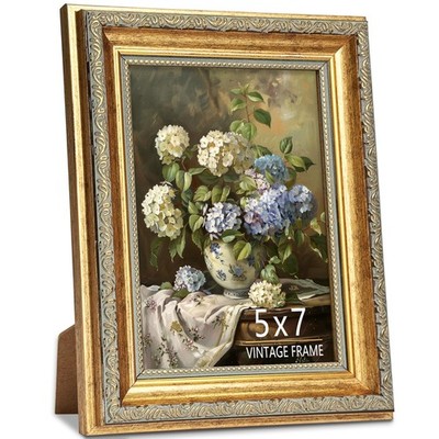 5x7 Picture Frame, Ornate Vintage Gold Picture Frames with HD Glass for Wall ...