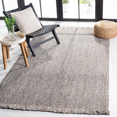 SAFAVIEH Natural Fiber Gray/Beige 4 ft. x 4 ft. Woven Thread Square Area Rug - Picture 2 of 3