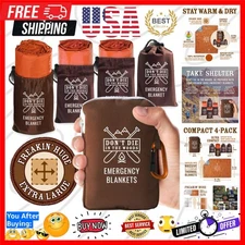 Freakin’ Huge Emergency Blankets [4-Pack] Extra-Large Thermal Mylar Space Bla...