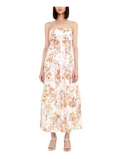 BARDOT Womens White Tiered Spaghetti Strap Square Neck Maxi A-Line Dress 4XS