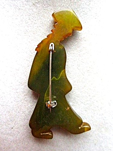 VINTAGE 1930'S ART DECO GREEN BAKELITE CHINAMAN BROOCH - USA - Picture 2 of 3