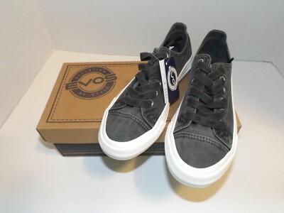 EVOS Women's Shoes Black Washed Canvas Lace Up Sneakers, Size 6, Brand New