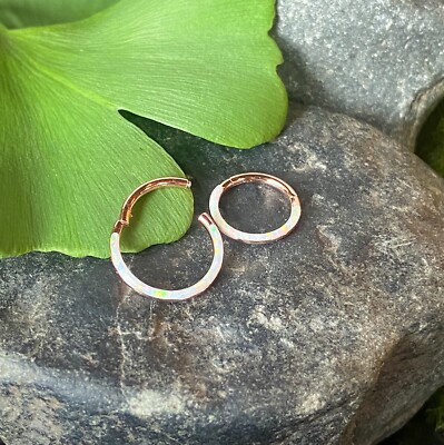 1pc Opal Front Edge Hinged Segment Ring Septum Clicker Steel Daith Hoop Jewelry