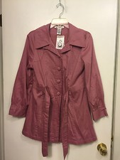 Papillon Los Angeles Blush Pink Mauve Trench Coat With Cinch Waist & Tie Size M