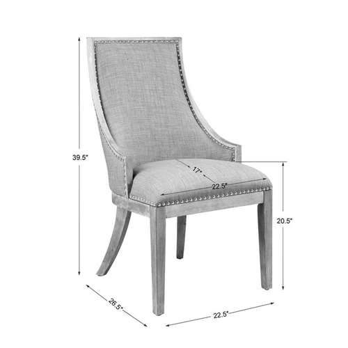 Uttermost Aidrian Transitional Wood and Fabric Accent Chair in Gray - Picture 8 of 8