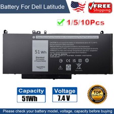 Lot 10 Battery for Dell Latitude E5450 E5550 15.6" WYJC2 8V5GX G5M10 7.4V 51Wh