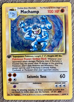 Machamp ポケモンカード 100 HP 1999 Machamp 100HP - Holo 1st Edition Pokemon Game #8/102 | eBay