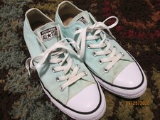 Converse Chuck Low Top Sneakers Canvas Womens 10 Mens 8 Solid Teal Blue Shoes