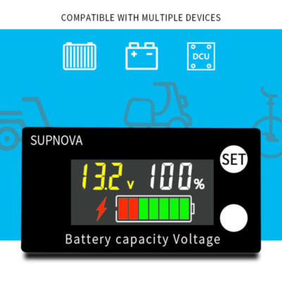 Batterie Kapazität Voltmeter Spannung LCD Anzeige DC Messgerät 8-100V Zubehör AG