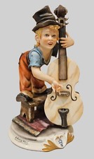 Capodimonte Neapolitan Signed Boy Playing Bass Porcelain Statue