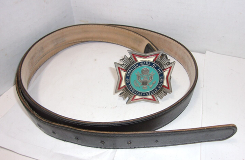 Vintage VFW HEBILLA DE CINTURÓN VETERANOS DE GUERRAS EXTRANJERAS Y 42" Cinturón de cuero Haband - Imagen 2 de 6