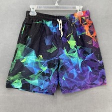 Swim Trunks Boys 14T Lined Drawstring All Over Geometric Print Pockets 28" waist
