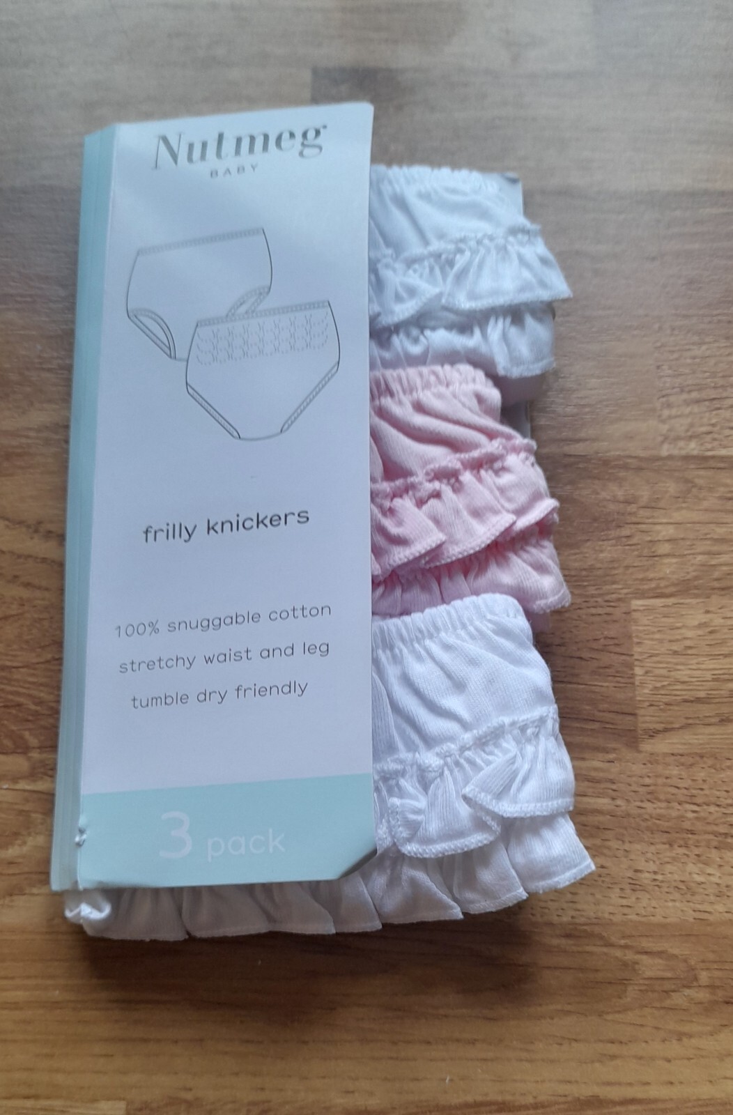 Baby Girls 3 Pack Of Frilly Pants/knickers Over Nappy Covers Size 1218