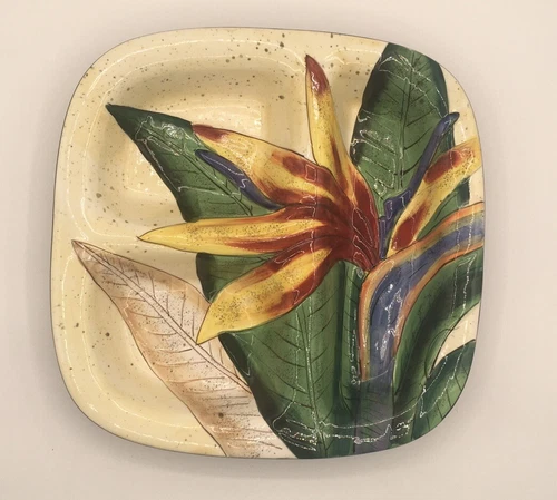 ISLAND PLANTATIONS BIRD OF PARADISE sectioned serving bowl Designed in Hawaii