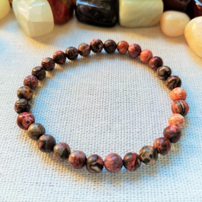 Bracelet Perles En Jaspe Léopard 8mm - Pierres Semi-précieuses Naturelles - Neuf Sans Emballage