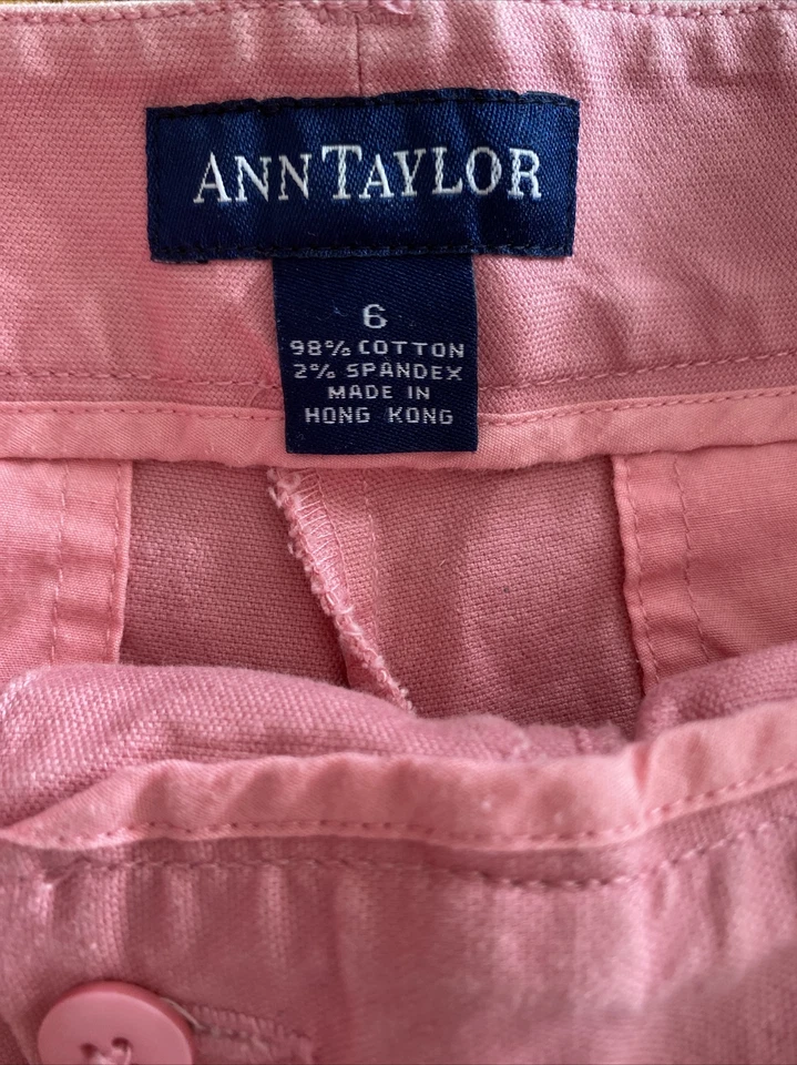 ANN TAYLOR (¡no Loft!) PANTALONES CORTOS elásticos rosa liso, algodón y spandex, para mujer 6 Foto 2 de 3