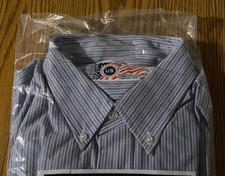 Long Sleeve Work Shirt - Blue Striped 16.5 neck, 32/33 Made in USA (NEW in bag)
