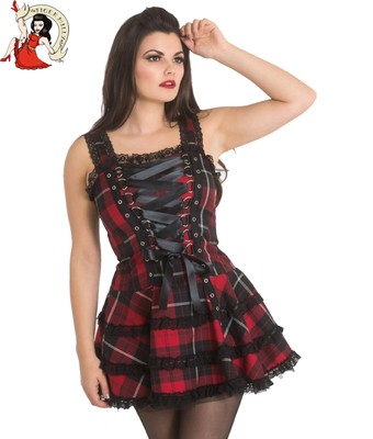 red tartan mini dress