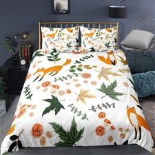 Fox Leaf Duvet Quilt Doona Cover Set Single Double Queen King Super King Bed