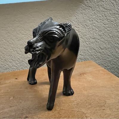 Vintage黒豹(BLACK PANTHER）ブロンズ　オブジェ Vintage Hand Carved Black Ebony Wood Jaguar Sculpture Black