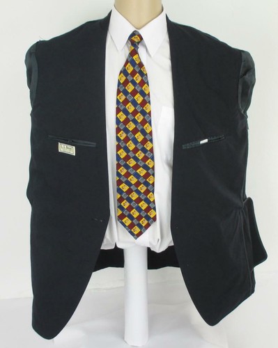 44 R L.L. Bean Solid Black Polyester 2 Btn Mens Jacket Sport Coat Blazer - Picture 8 of 9