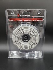 Radio Shack 50-Ft. Telephone Line Cord New Gray, Plug In Wall 279-345 NIP