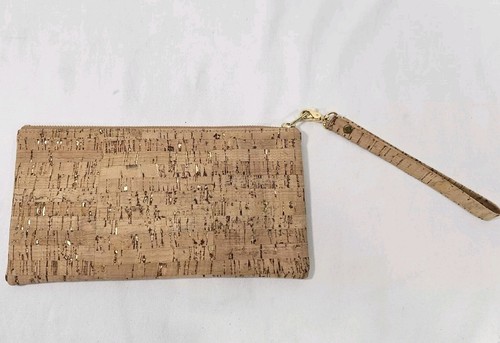 Kroutons Cork Bag Wristlet Made In California USA Eco Friendly Gold Hardwear