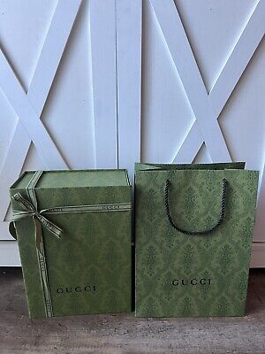 GUCCI BOX EMPTY 12”, x 8.5” x 4 1/8” & Shopping Bag Ribbon GUCCI BOX EMPTY 12”, x 8.5” x 4 1/8” & Shopping Bag Ribbon
